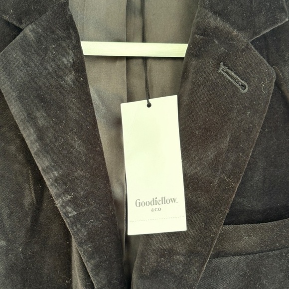 Goodfellow NWT Black Mens Size Small Velvet Soft Kenwood Blazer - Picture 3 of 7